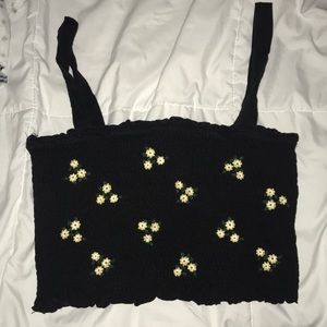 Black floral cami top/tube top